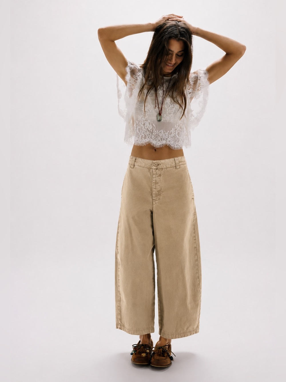 We The Free Lay Down Chino Trousers Almond Buff Khaki